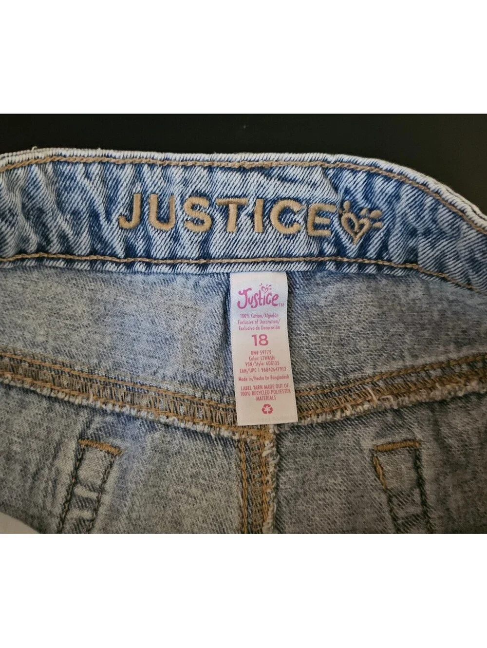 Girls justice size 18 jean shorts new mini mom short